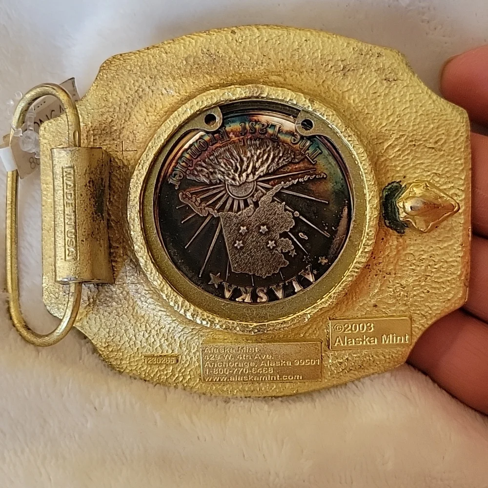 Alaska Mint Belt Buckle With Bear Tracks Coin